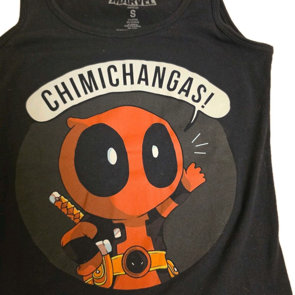 Marvel Deadpool Chimichanga Womens Tank Top Size Small Black Sleeveless Shirt - Picture 3 of 6